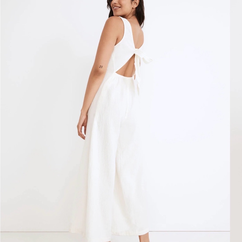Madewell Cream Sleeveless V-Neck Jumpsuit - Picture 2 of 7